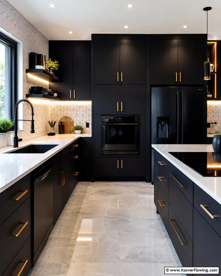 Black Cabinets - 20 What Color Cabinets Go With Black Appliances