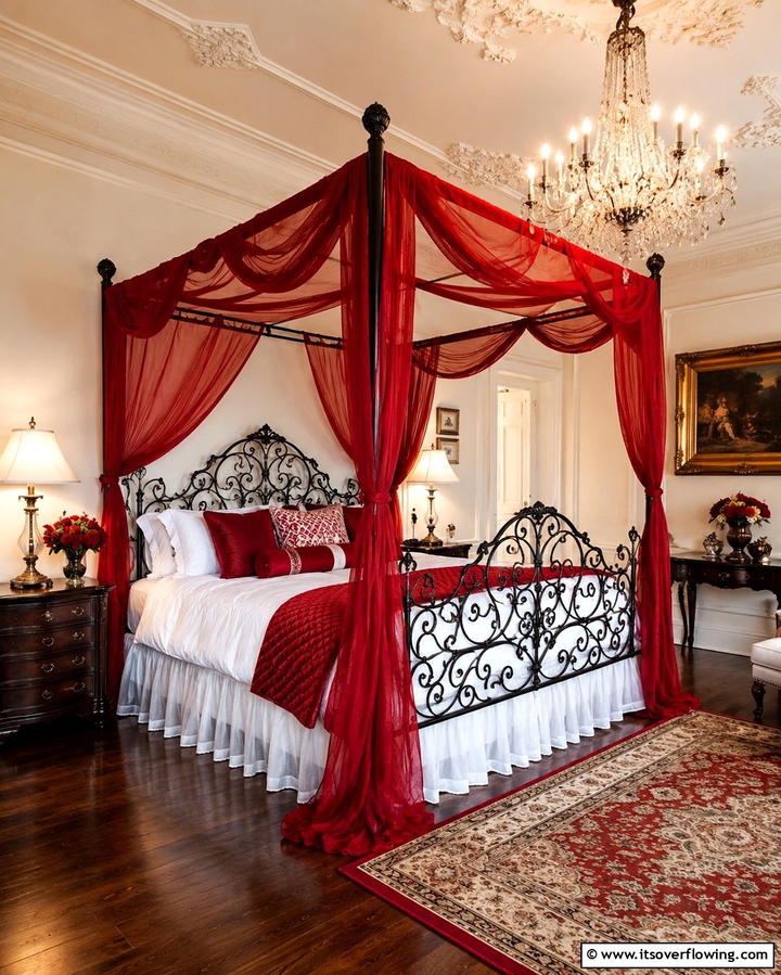 Black Canopy Bed with Red DrapesOne - 25 Red and Black Bedroom Ideas for a Dramatic Look