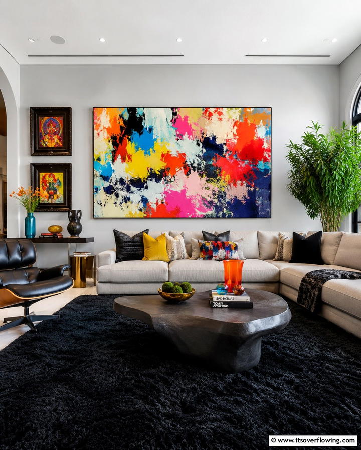 Black Carpet with Bold ArtworkExact - 25 Black Carpet Living Room Ideas for a Cozy Atmosphere