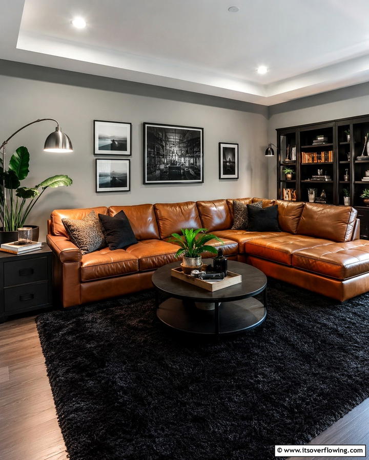 Black Carpet with Leather FurnitureExact - 25 Black Carpet Living Room Ideas for a Cozy Atmosphere