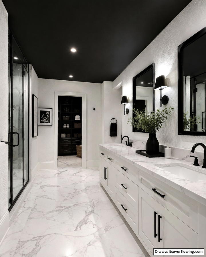 Black Ceiling Drama - 25 Black Bathroom Ideas to Elevate Your Space