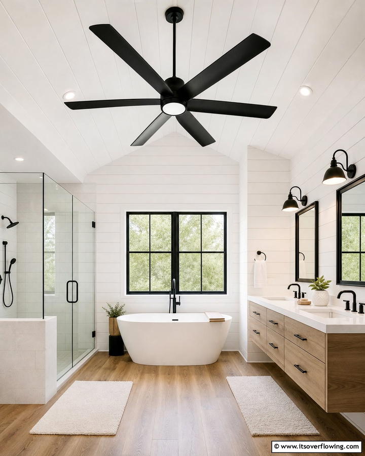 Black Ceiling Fans for Subtle Sophistication - 20 Bathroom With Black Fixtures Design Ideas