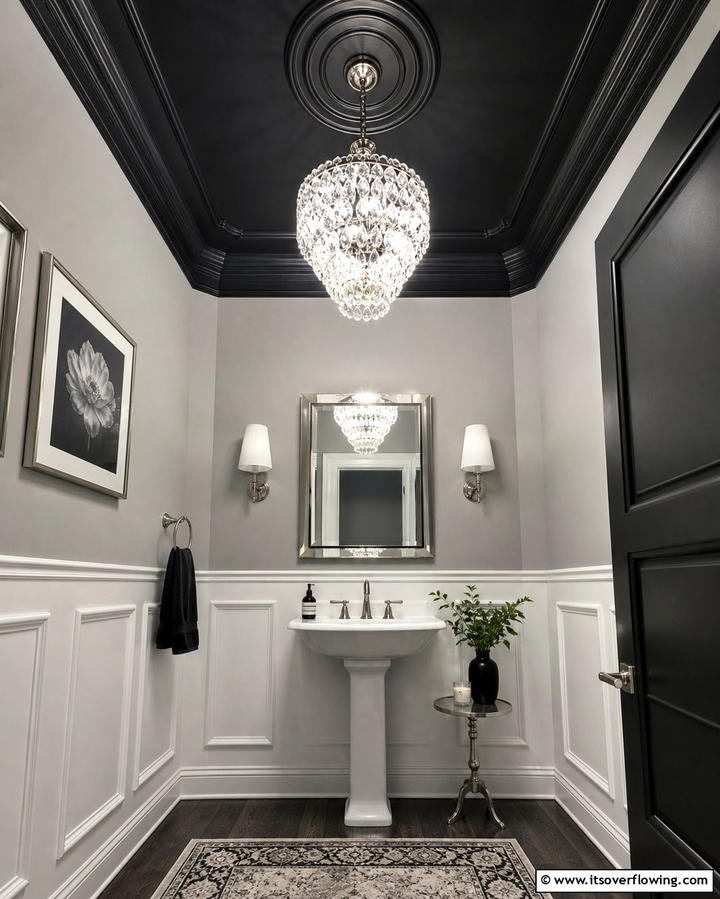 Black Ceiling for Added Drama - 25 Elegant Black Powder Room Ideas for a Bold Look
