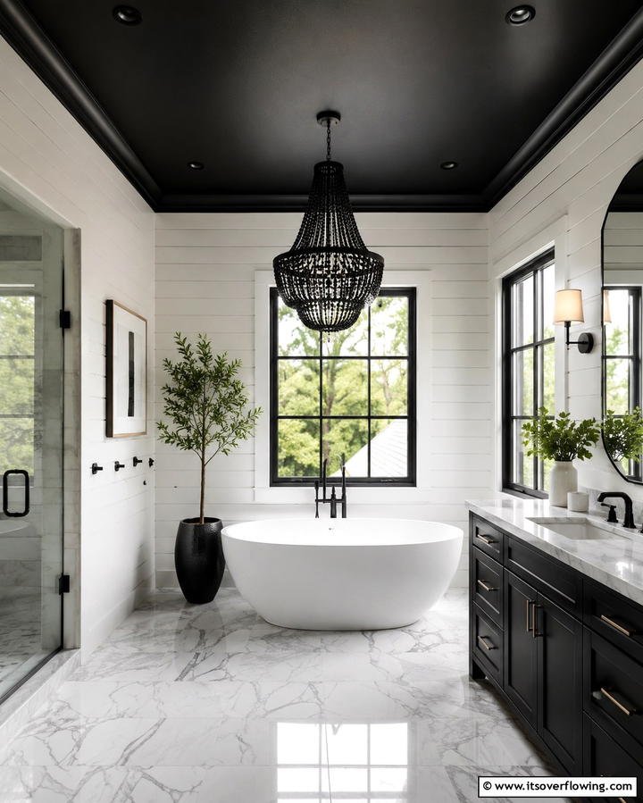 Black Ceiling for Drama - 25 Black Bathroom Ideas to Elevate Your Space