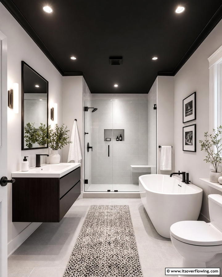 Black Ceiling for Drama - 25 Dark Bathroom Ideas for Moody and Chic Spaces
