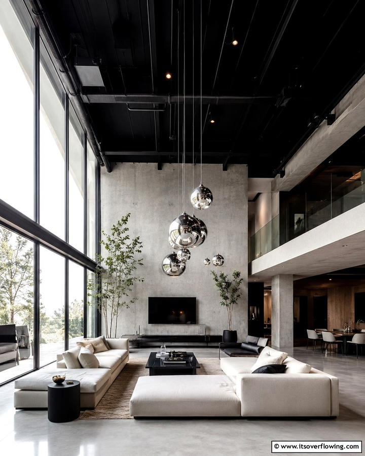 Black Ceiling for a Bold Statement - 30 Bold Black Living Room Designs for Dramatic Modern Spaces