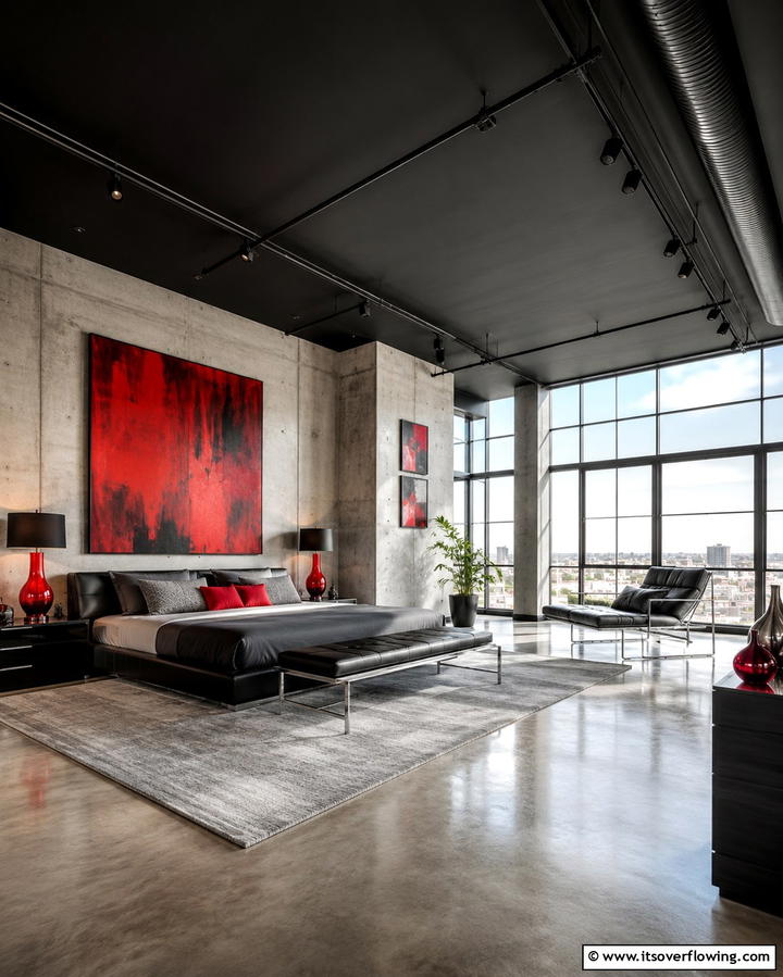Black Ceiling with Red Decor Accents - 25 Red and Black Bedroom Ideas for a Dramatic Look