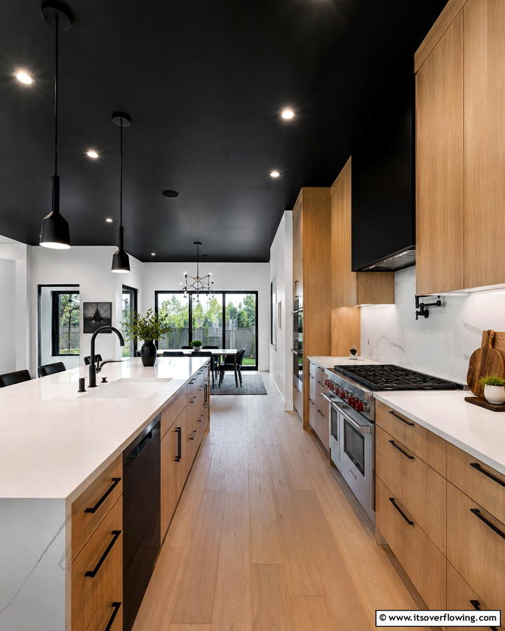 Black Ceilings for a Bold Statement - 25 Beautiful Kitchen Ceiling Ideas to Elevate Your Space