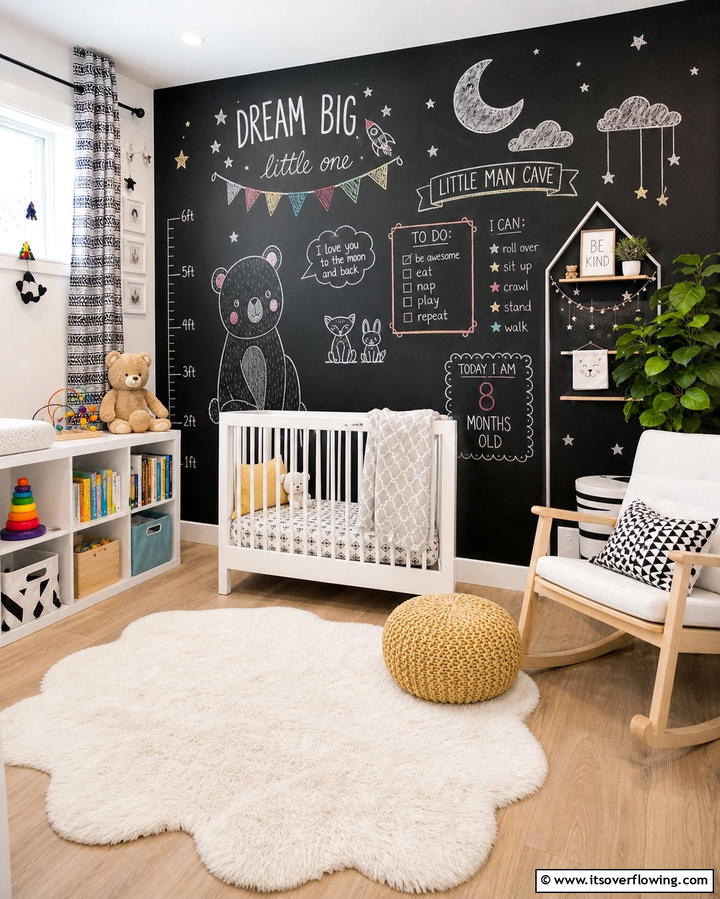 Black Chalkboard WallExact - 25 Black Nursery Ideas for Modern Baby Rooms