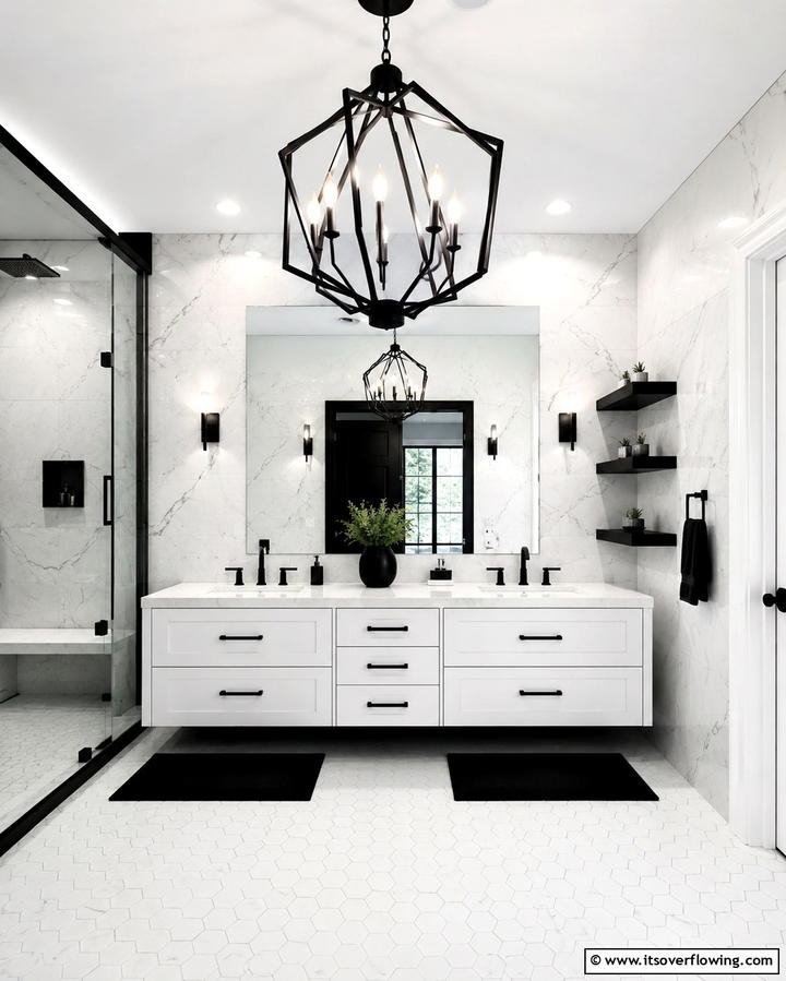 Black Chandeliers for Bold Contrast - 25 Bathroom Chandelier Ideas for a Luxurious Touch