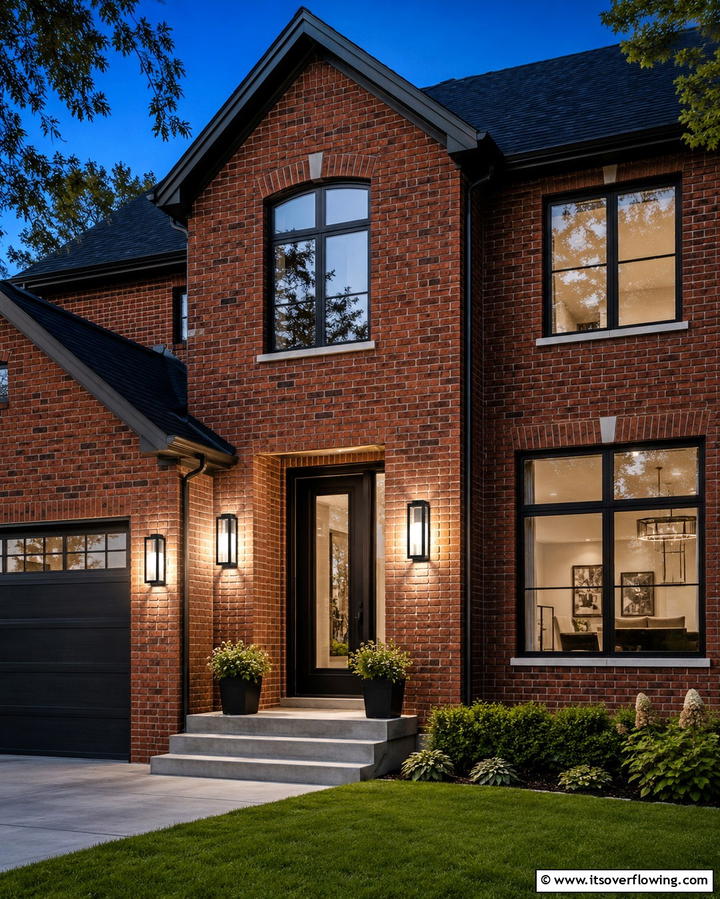 Black Chimney Cap for a Polished Roofline - 25 Red Brick House with Black Trim Design Ideas