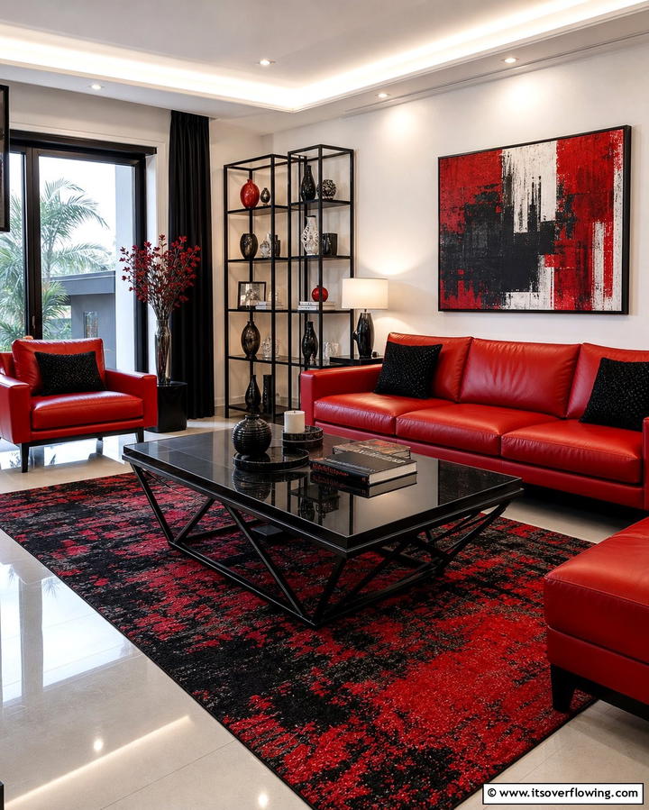 Black Coffee Tables - 25 Black and Red Living Room Ideas for a Dramatic Look