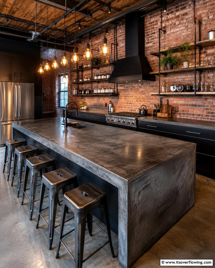 Black Concrete Countertops - 25 Black Kitchen Countertops for a Bold Statement