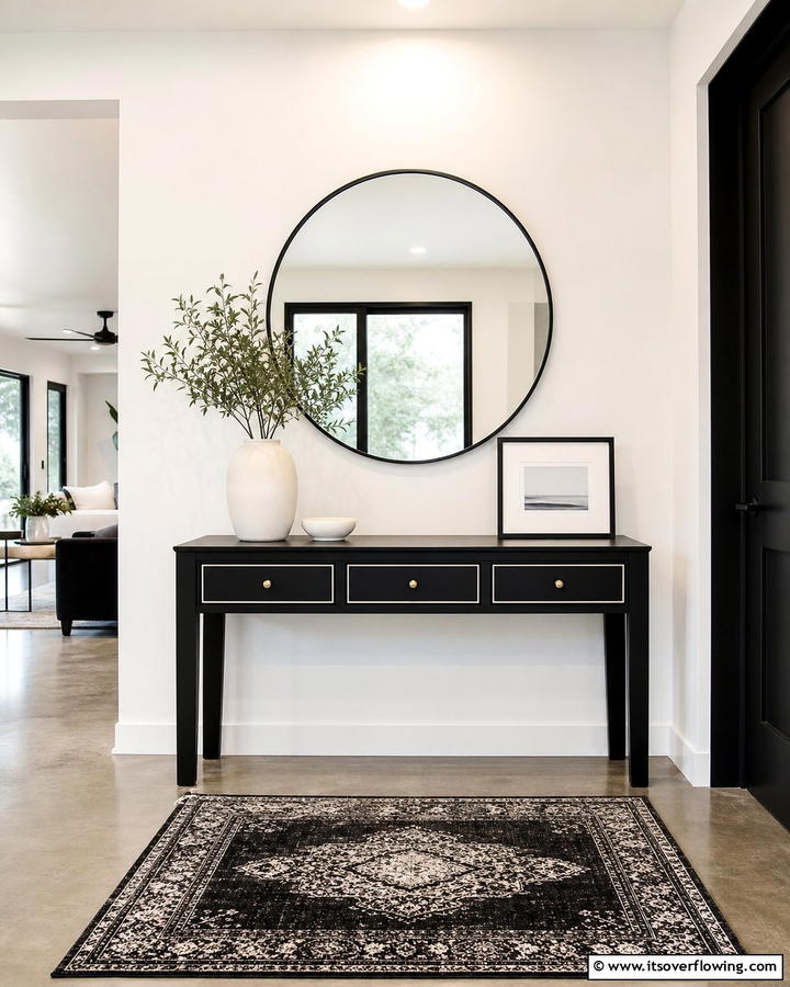 Black Console Table with White Accents - 20 Black and White Entryway Design Ideas for a Chic Look