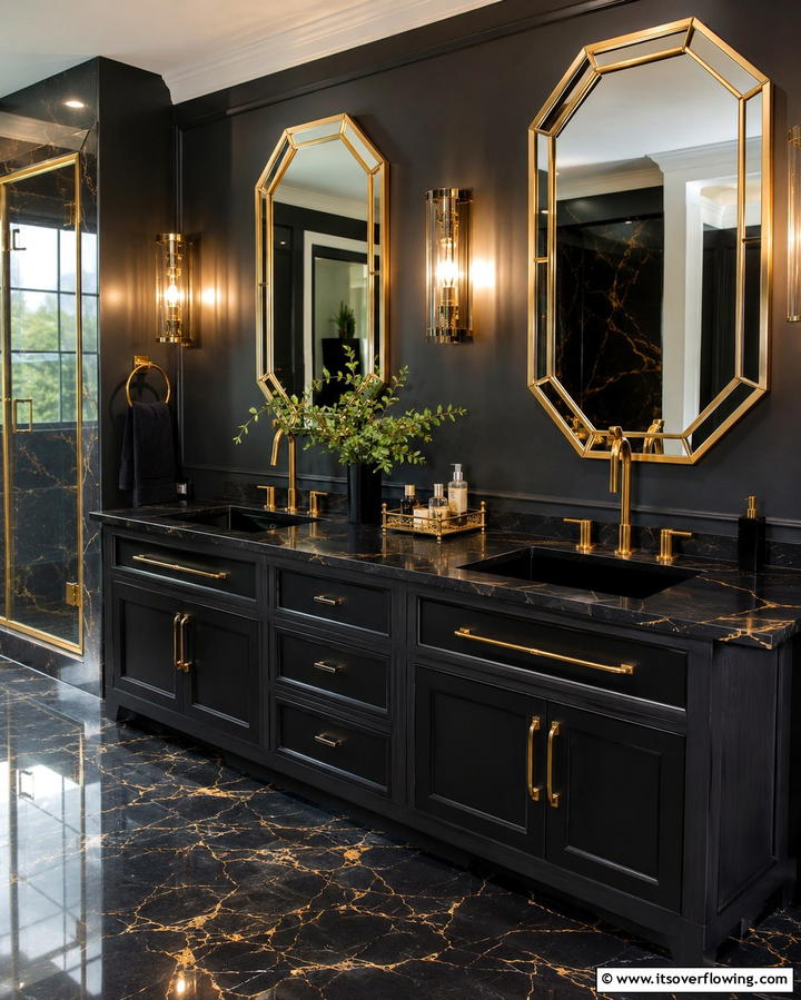 Black Countertops with Gold AccentsExact - 30 Bathrooms with Black Countertops for Modern Elegance