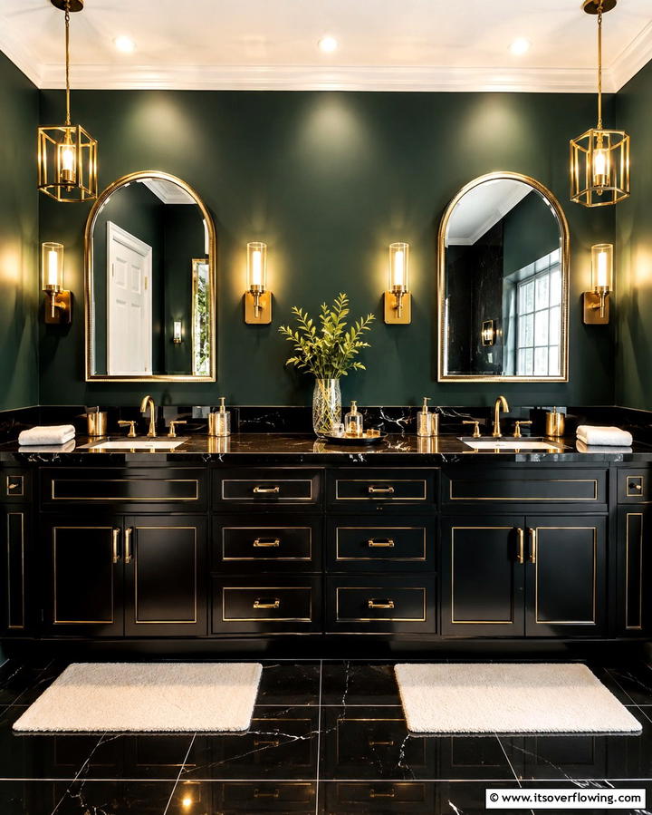 Black Countertops with Gold AccentsOne - 30 Bathrooms with Black Countertops for Modern Elegance