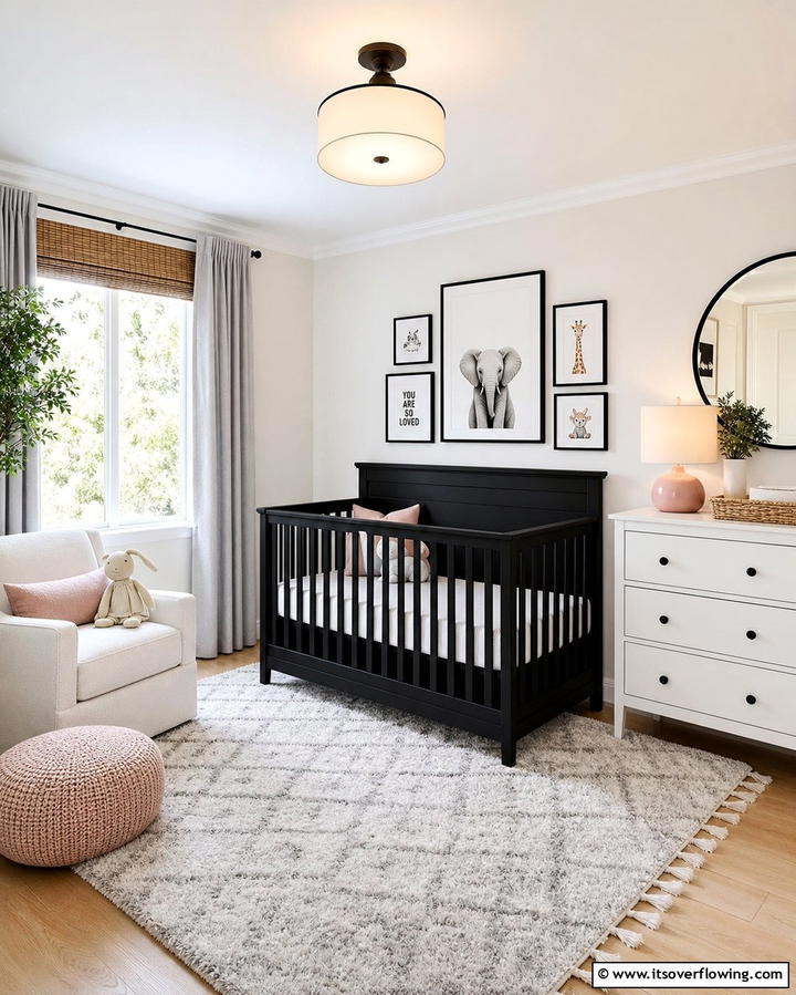 Black Crib as a Statement Piece - 25 Black Nursery Ideas for Modern Baby Rooms