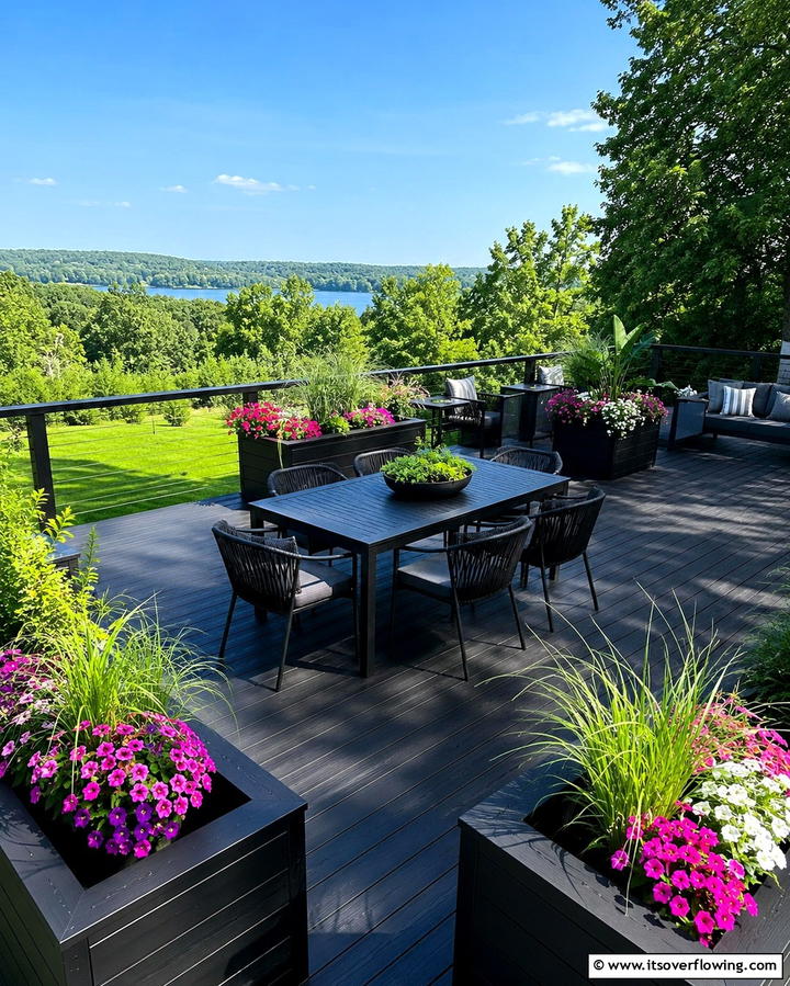 Black Deck with Built in Planters - 25 Black Deck Ideas for a Bold Outdoor Statement