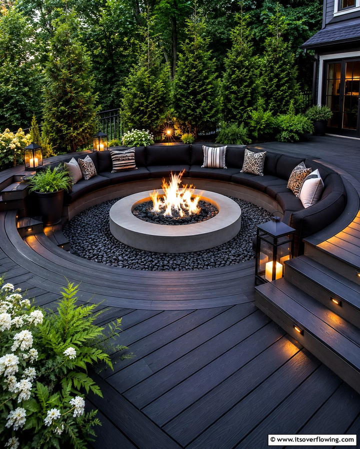 Black Deck with Fire PitExact - 25 Black Deck Ideas for a Bold Outdoor Statement