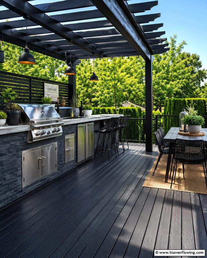 Black Deck with Outdoor KitchenExact - 25 Black Deck Ideas for a Bold Outdoor Statement