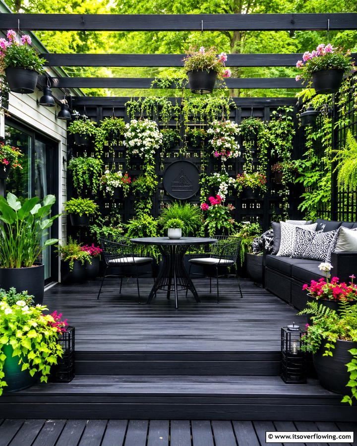 Black Deck with Vertical GardensOne - 25 Black Deck Ideas for a Bold Outdoor Statement
