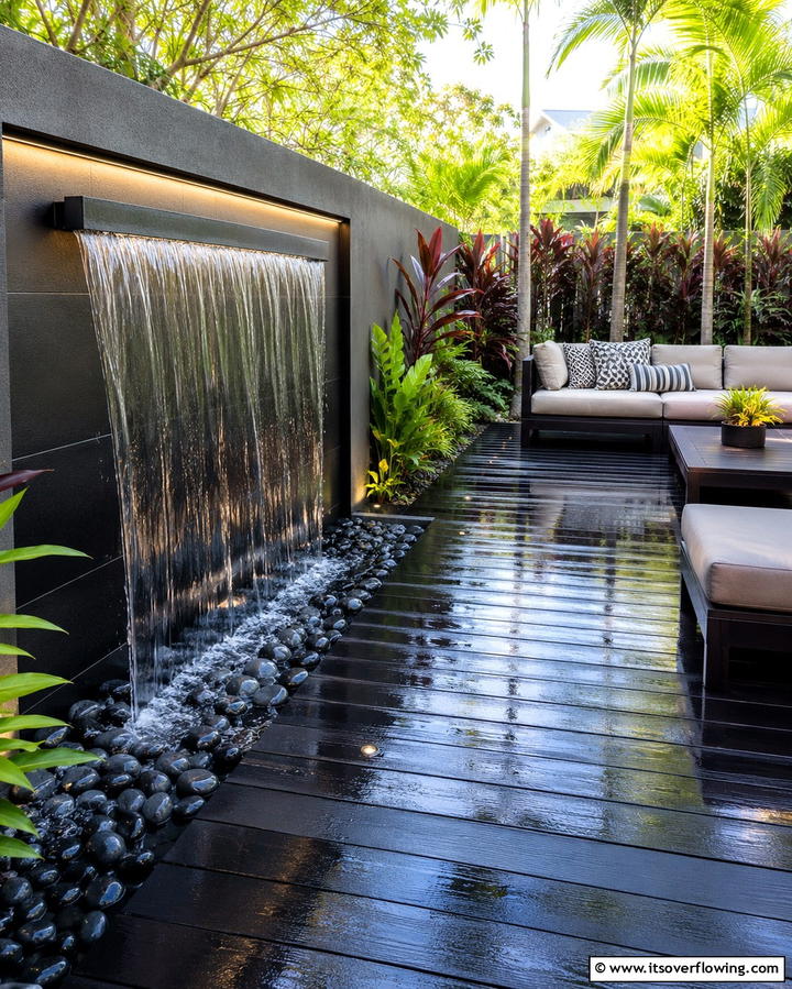 Black Deck with Water FeaturesExact - 25 Black Deck Ideas for a Bold Outdoor Statement