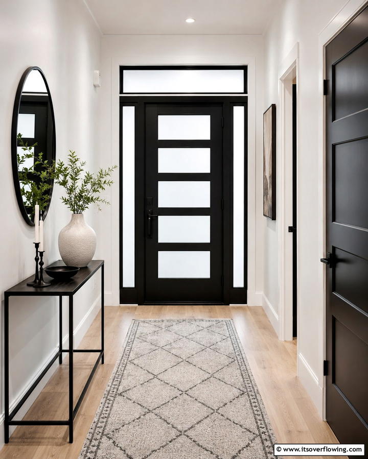 Black Doors with White Glass Panels - 25 White House Ideas with Black Doors for Contrast