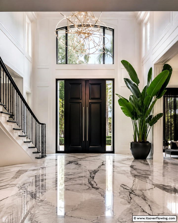 Black Double Doors for a Grand Entrance - 25 White House Ideas with Black Doors for Contrast