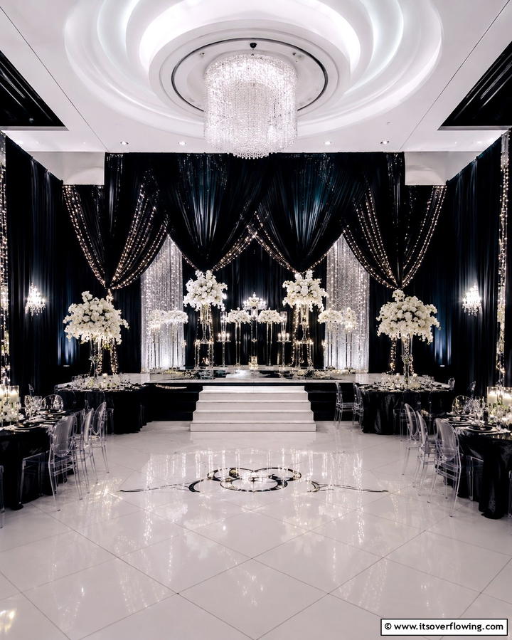 Black Drapery and Backdrops - 30 Black-Themed Wedding Decor Ideas for Bold Celebrations
