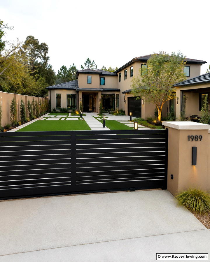 Black Fence with Beige Exterior - 30 Beige & Black House Exterior Design Ideas & Inspiration