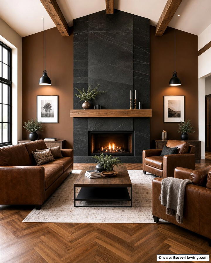 Black Fireplace Surrounds for a Cozy Focal Point - 25 Chic Black and Brown Living Room Ideas for Modern Homes