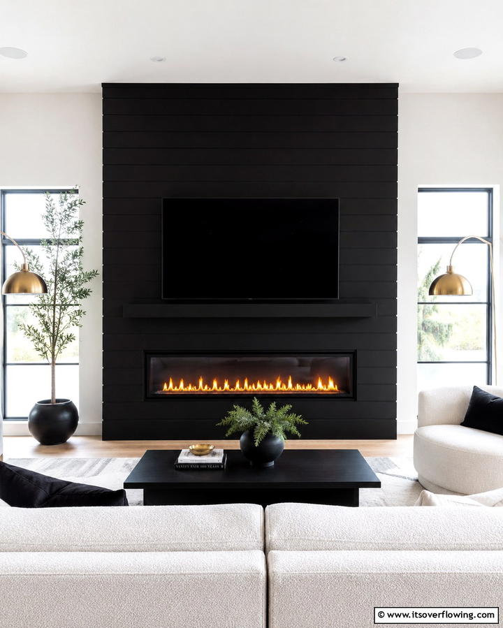 Black Fireplace Wall - 30 Fireplace Wall Ideas to Transform Your Living Space