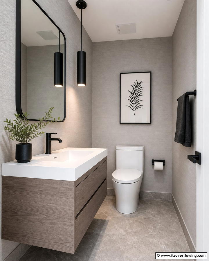 Black Fixtures for a Modern Touch - 25 Elegant Black Powder Room Ideas for a Bold Look