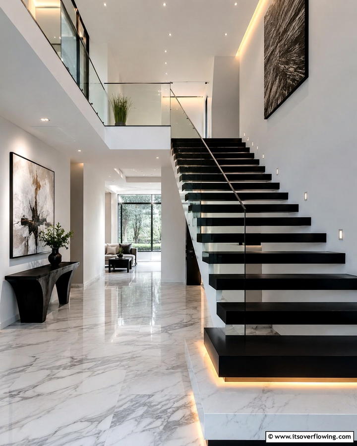Black Floating Staircase - 25 Black Staircase Ideas for Modern Homes