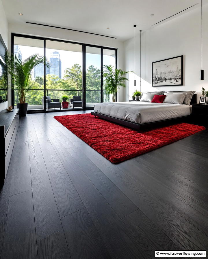 Black Floors with Red Rugs - 25 Red and Black Bedroom Ideas for a Dramatic Look