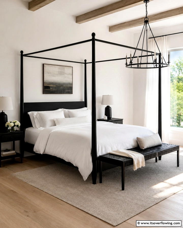 Black Four Poster Bed - 25 Black and White Bedroom Ideas for a Timeless Design