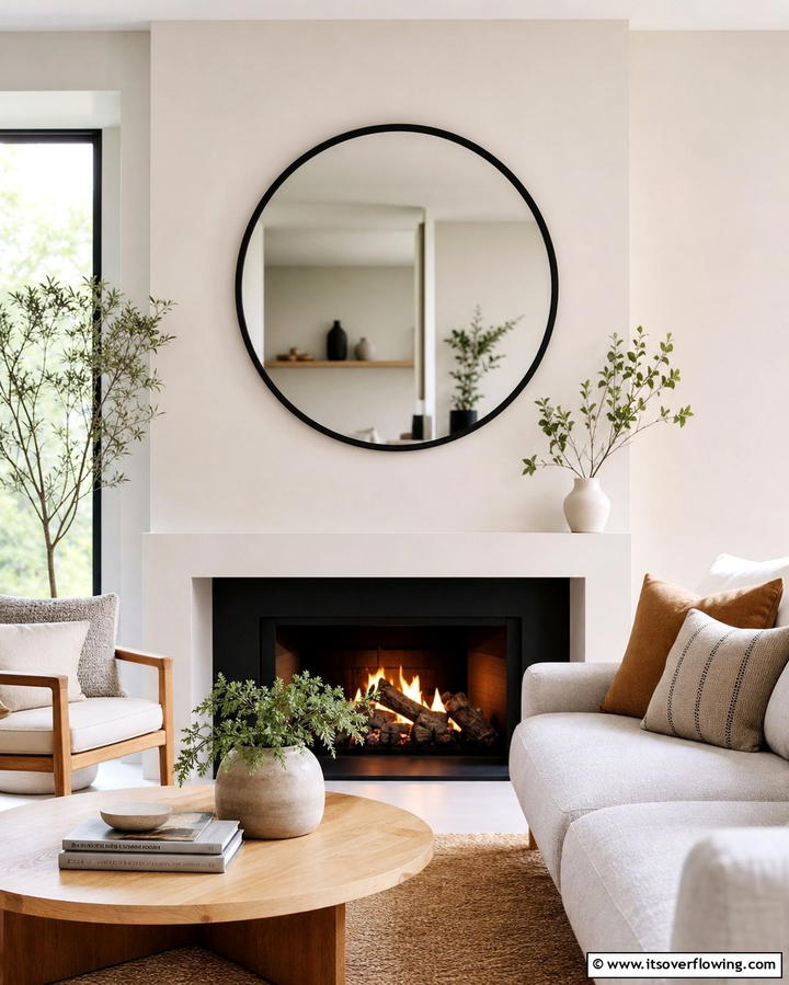 Black Framed Mirror - 25 Mirror Over Fireplace Ideas to Elevate Your Space