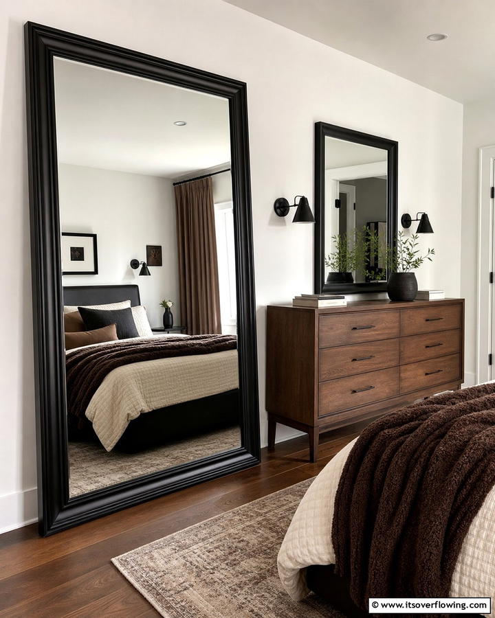 Black Framed Mirrors - 20 Black and Brown Bedroom Ideas for a Cozy Retreat