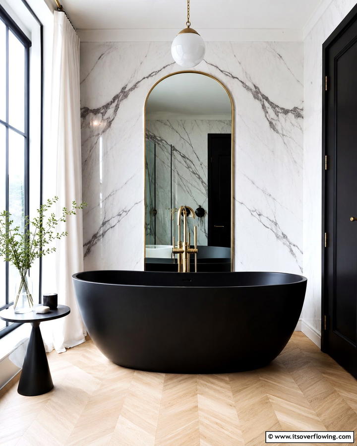 Black Freestanding Bathtub - 25 Black Bathroom Ideas to Elevate Your Space