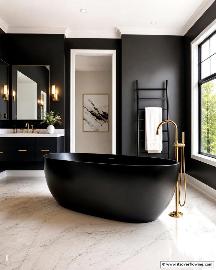 Black Freestanding Bathtub - 25 Dark Bathroom Ideas for Moody and Chic Spaces
