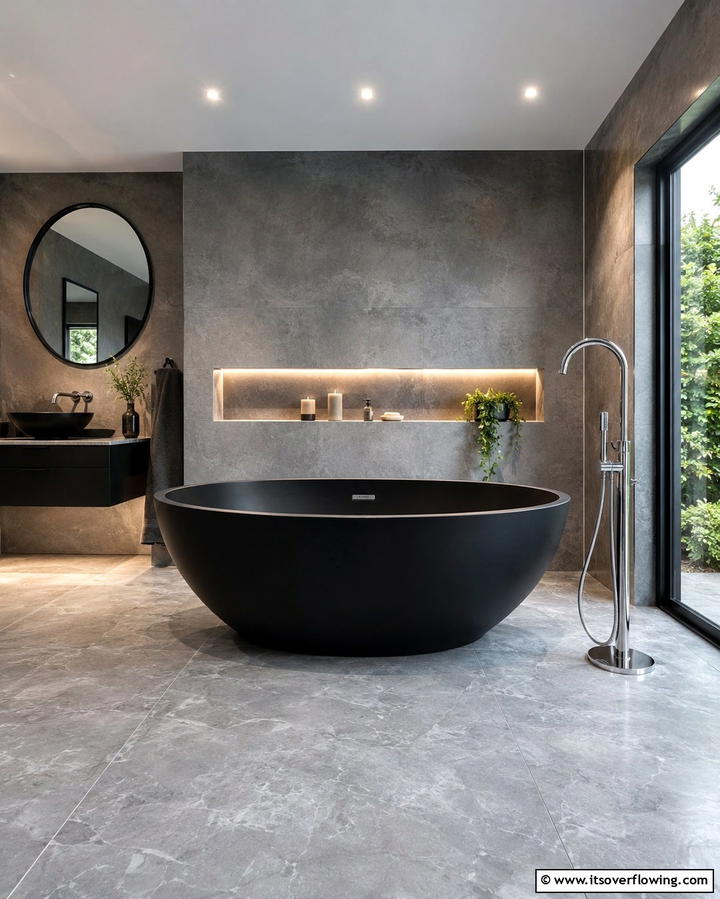 Black Freestanding Bathtub - 25 Black and Grey Bathroom Ideas for a Sleek Design