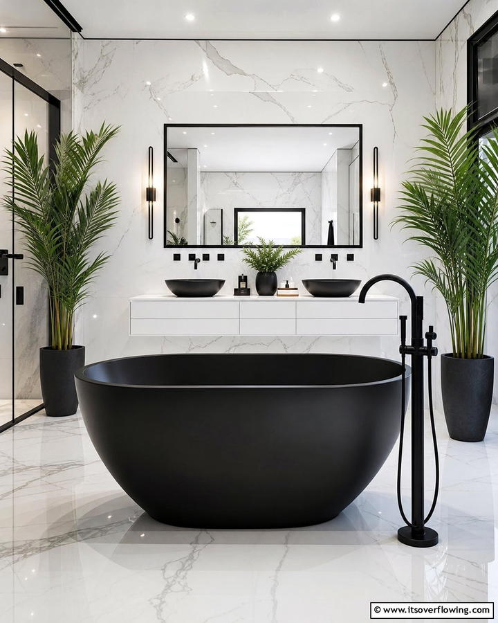 Black Freestanding Tubs for Luxurious Relaxation - 20 Bathroom With Black Fixtures Design Ideas