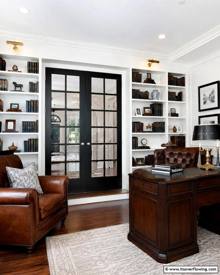 Black French Doors for Classic Elegance - 25 White House Ideas with Black Doors for Contrast