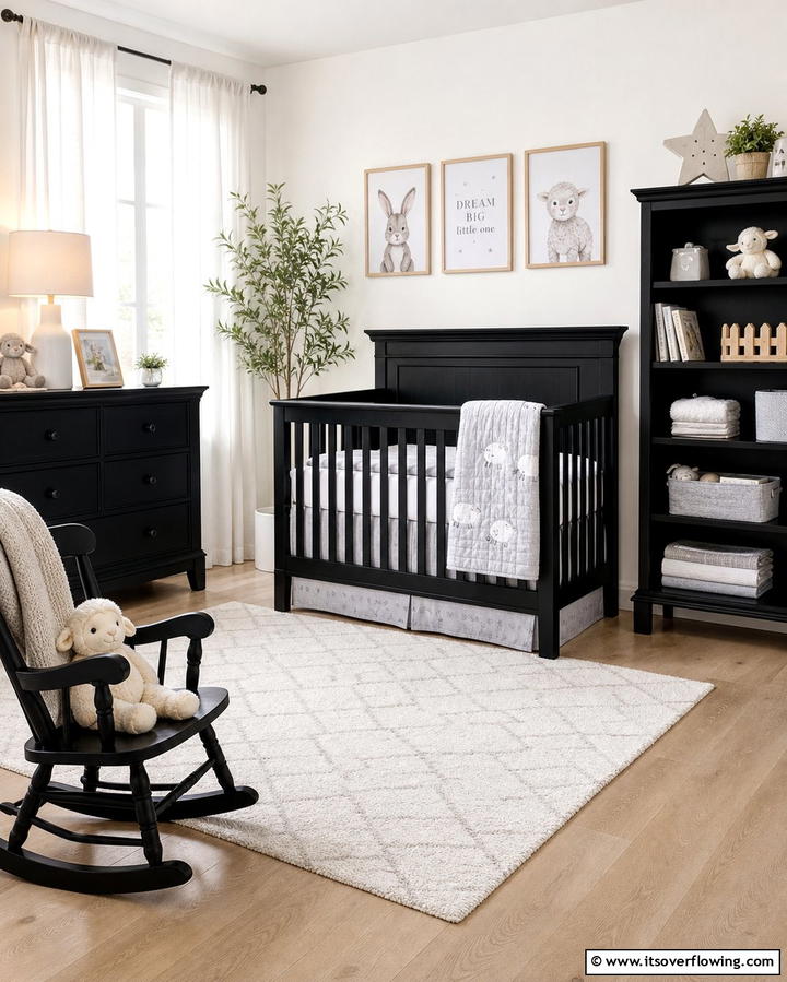 Black Furniture Set - 25 Black Nursery Ideas for Modern Baby Rooms