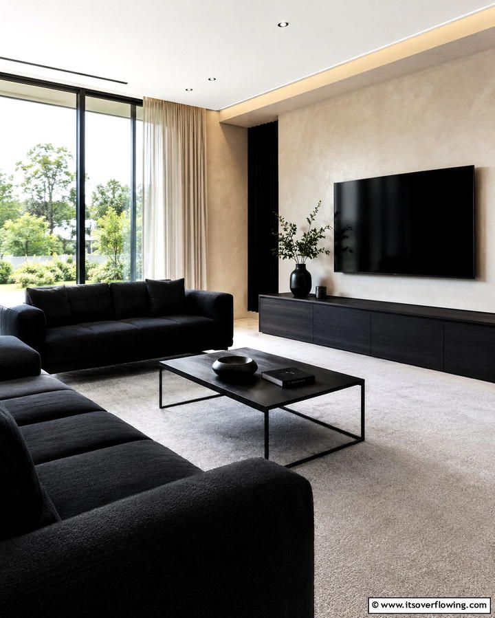Black Furniture with Neutral WallsOne - 30 Bold Black Living Room Designs for Dramatic Modern Spaces