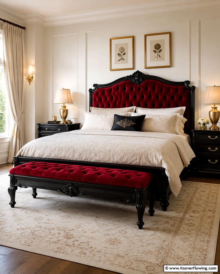Black Furniture with Red Upholstery - 25 Red and Black Bedroom Ideas for a Dramatic Look