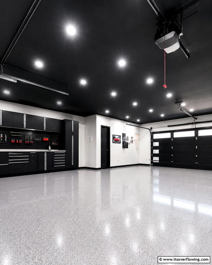 Black Garage Ceiling for Depth - 25 Black Garage Ideas for a Sleek and Functional Space