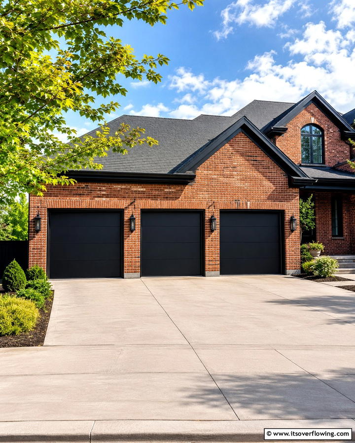 Black Garage Doors for a Bold Statement - 25 Red Brick House with Black Trim Design Ideas
