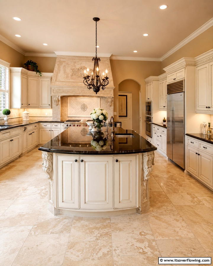 Black Granite with Beveled Edges for Classic Style - 30 Sleek Black Granite Countertop Kitchen Designs for Luxury
