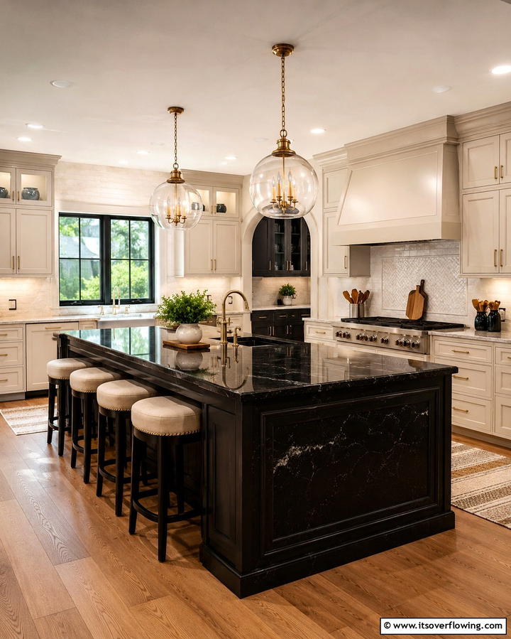 Black Granite with Beveled Edges - 30 Sleek Black Granite Countertop Kitchen Designs for Luxury